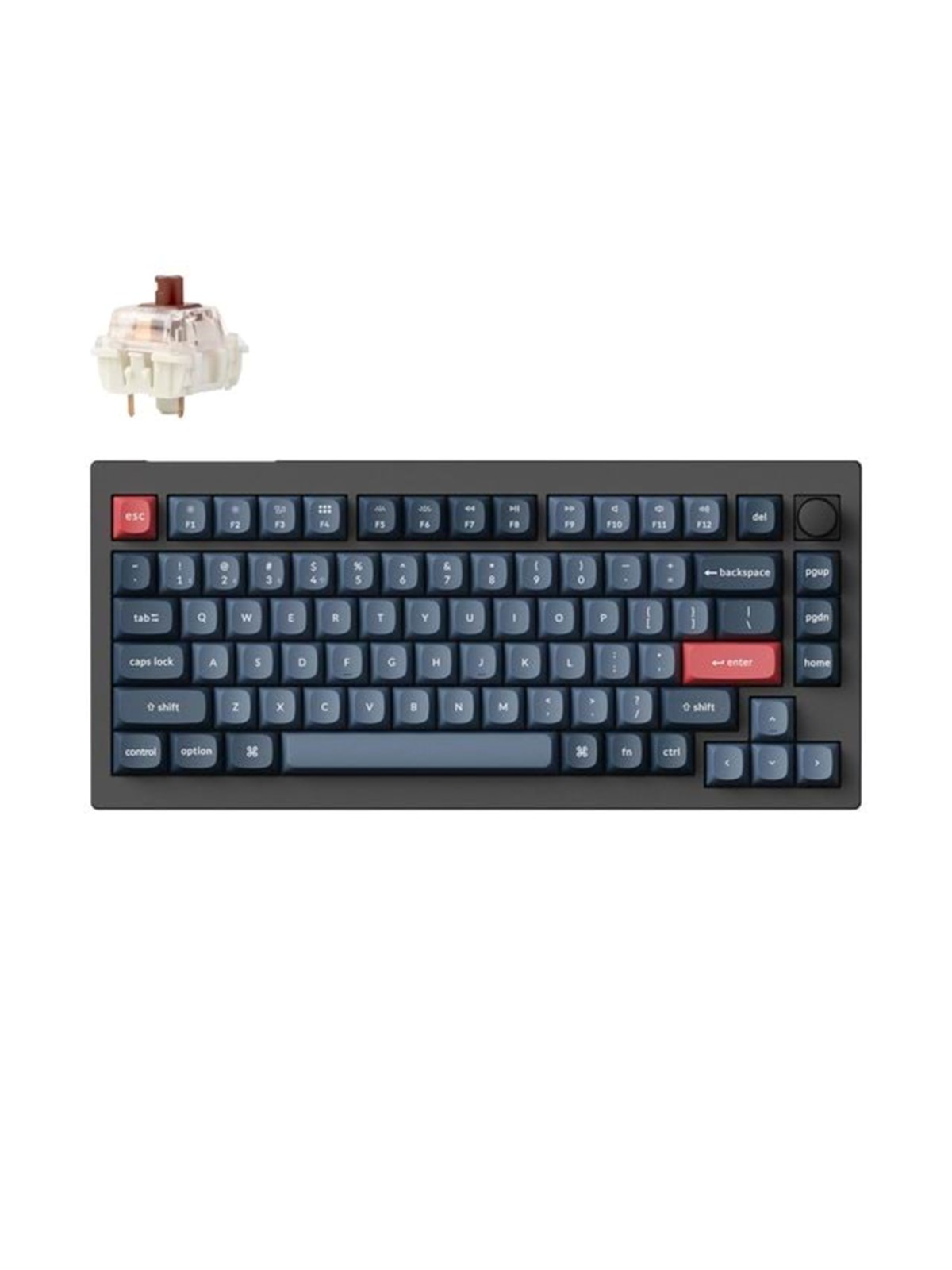 Keychron V1 MAX QMK/VIA Wireless RGB Hot Swap Jupiter Brown - Carbon Black - Tastatur - Nordisk - Sort