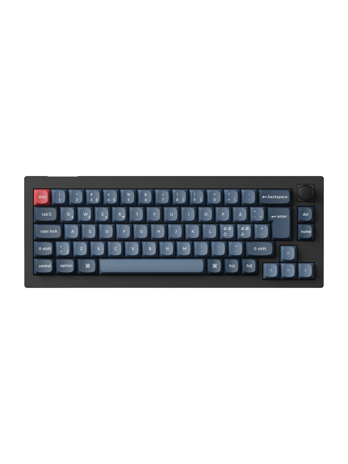 Keychron V2 MAX Wireless QMK/VIA Hot Swap Jupiter Red - Carbon Black - Tastatur - Uden Numpad - Nordisk - Sort