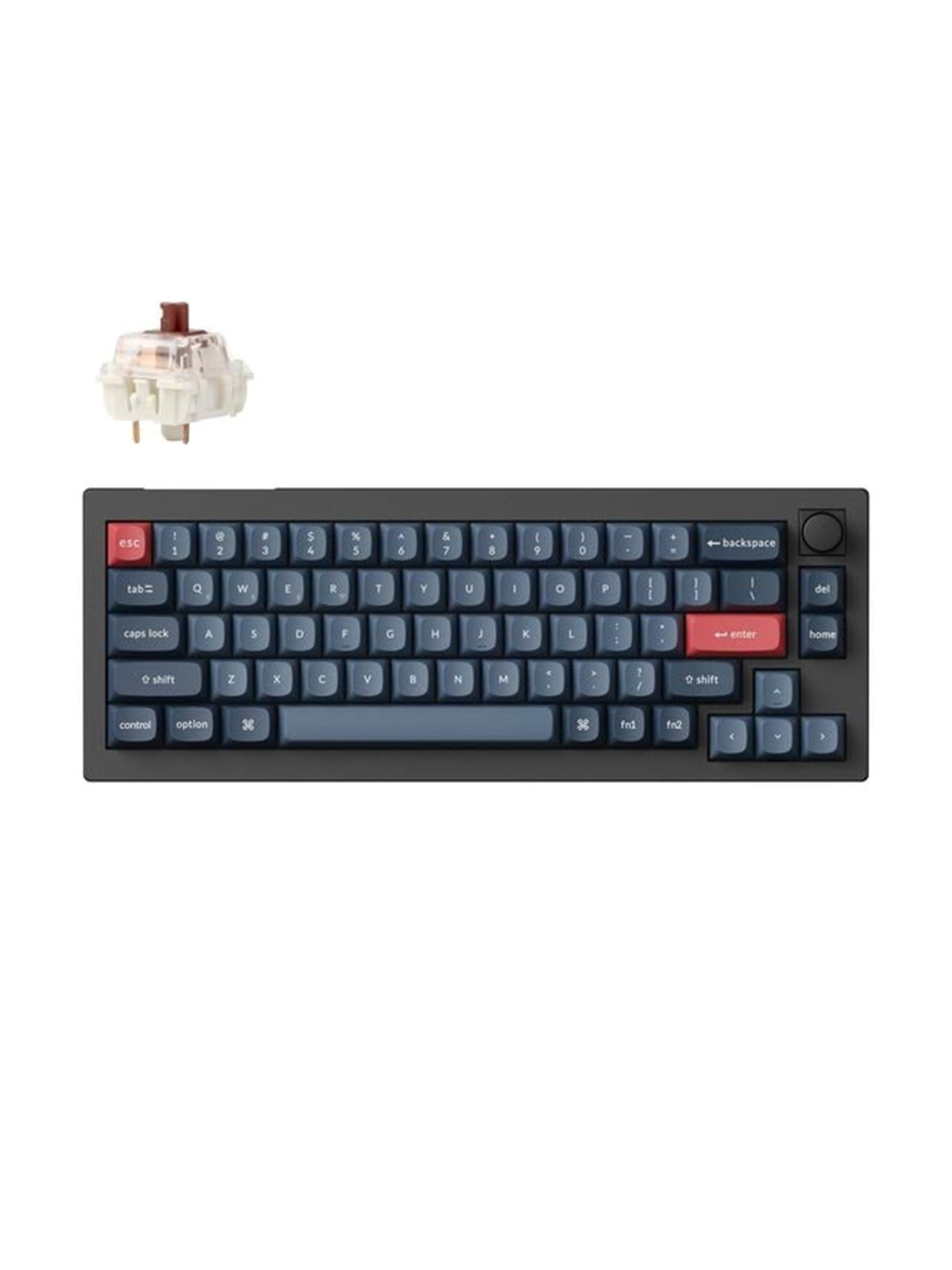 Keychron V2 MAX Wireless QMK/VIA Hot Swap Jupiter Brown - Carbon Black - Tastatur - Uden Numpad - Nordisk - Sort