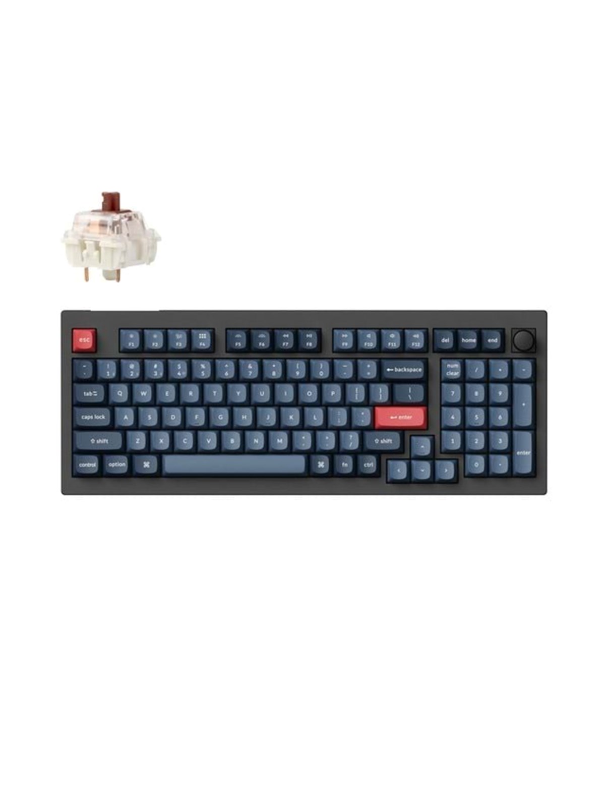 Keychron V5 MAX QMK/VIA Wireless RGB Hot Swap Jupiter Brown - Carbon Black - Gaming Tastatur - Nordisk - Sort