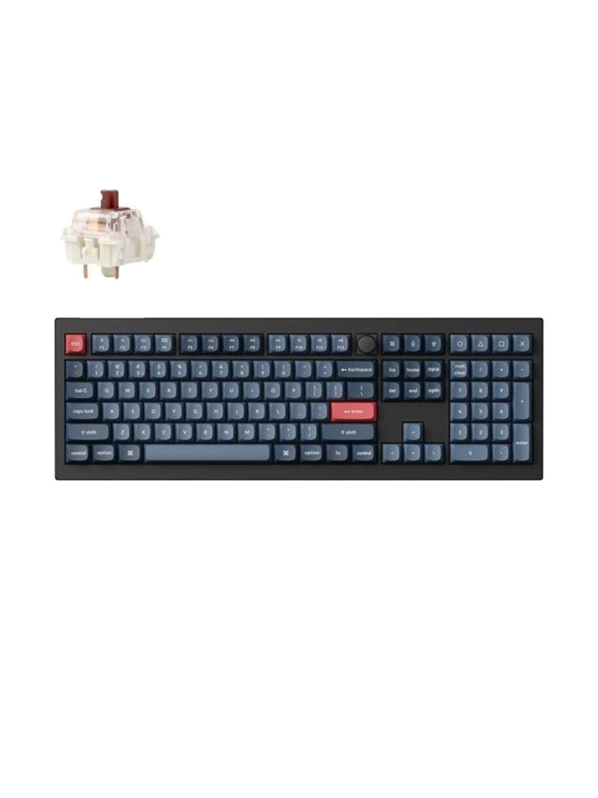 Keychron V6 MAX QMK/VIA Wireless RGB Hot Swap Jupiter Brown - Carbon Black - Tastatur - Nordisk - Sort
