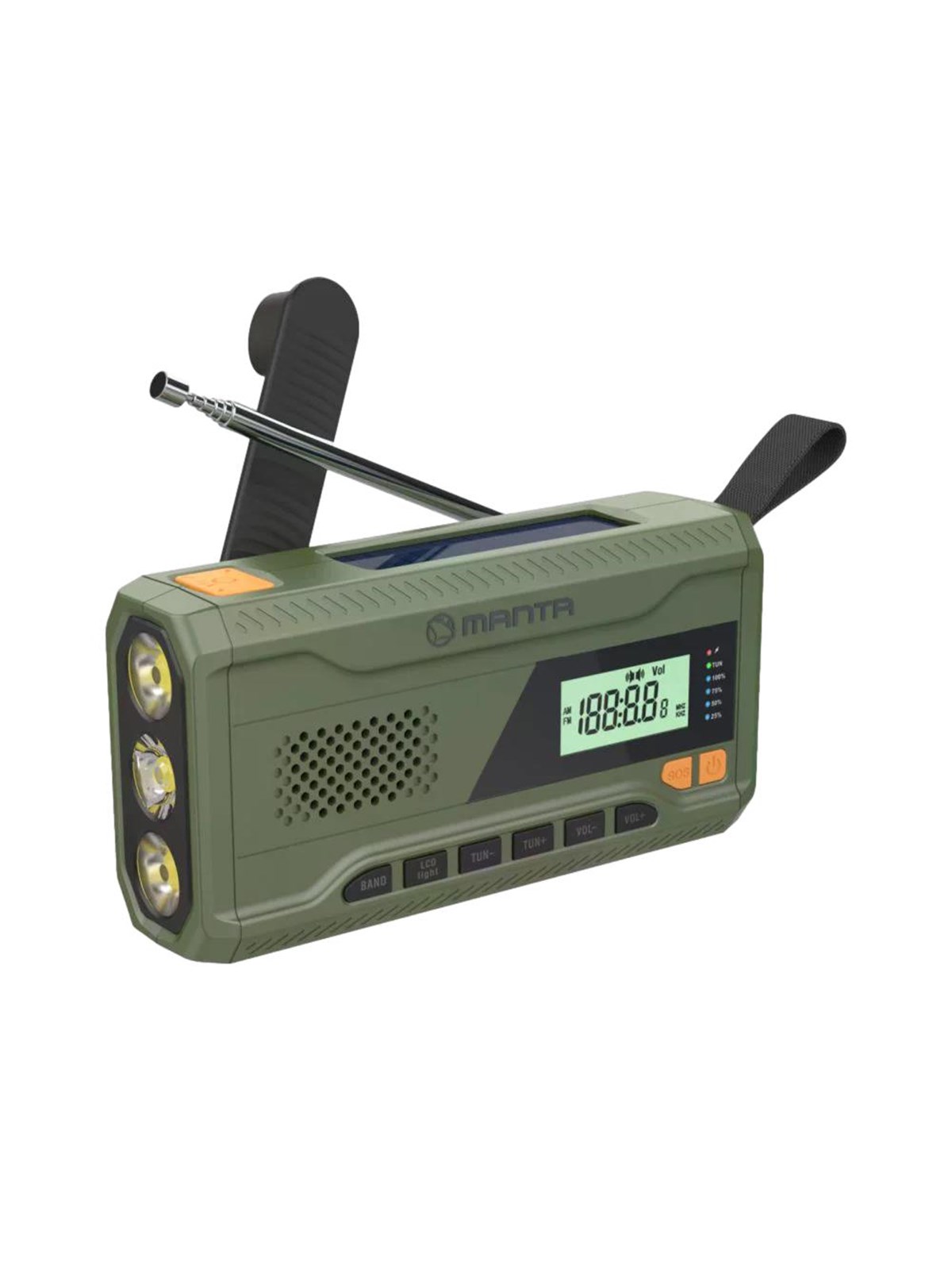Manta Portable Emergency Radio - FM - Mono - Grøn, Radio