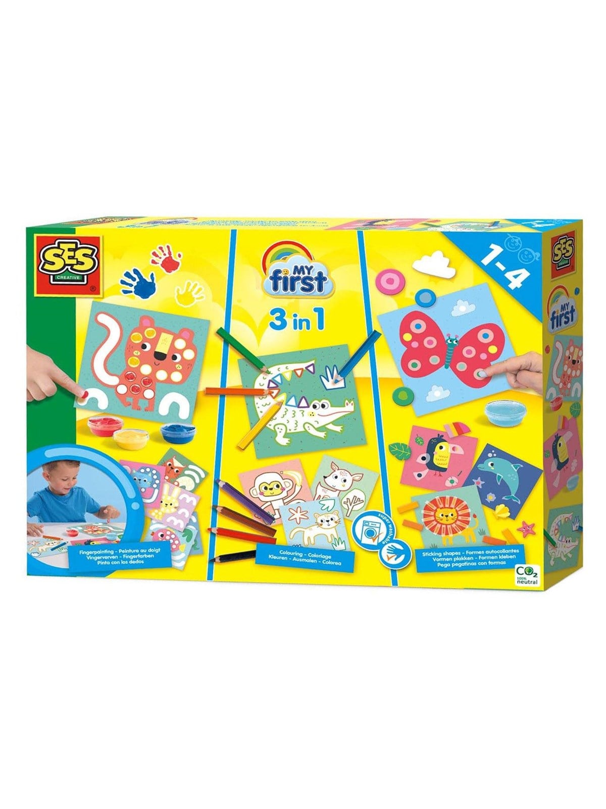 SES Creative My First - 3in1 Finger Painting Coloring Pasting Shapes, Kreativt Legetøj