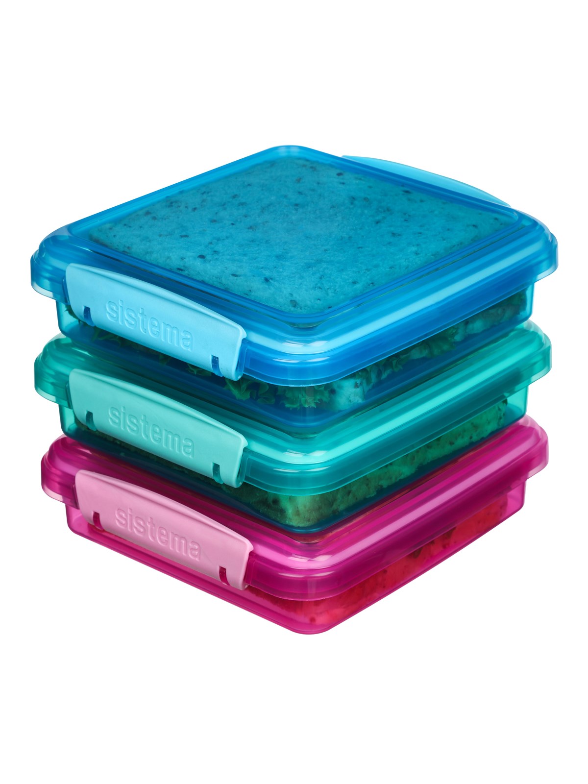 Sistema Pack 450ml Sandwich Box3 Pack Lunch Coloured, Køkkenapparat