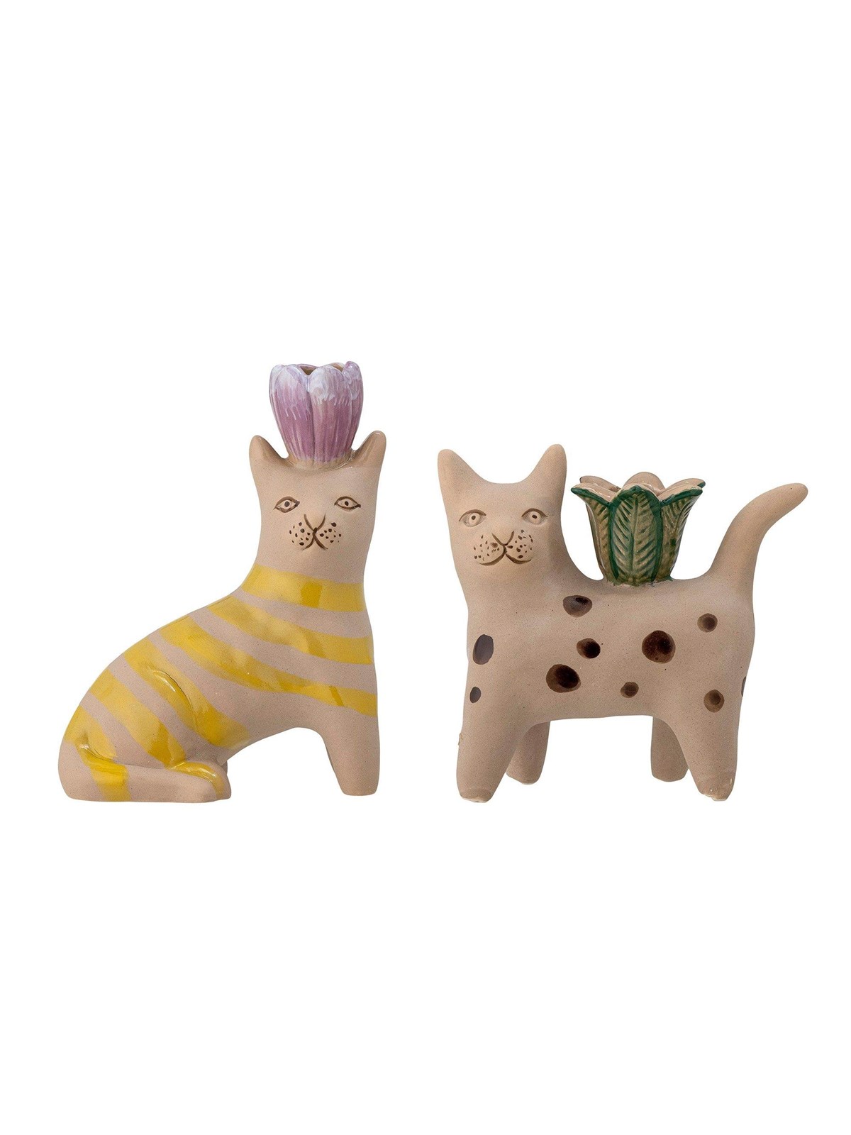 Bloomingville - Set of 2 - Mamie Cat Candlestick (82058194), Boligindretning