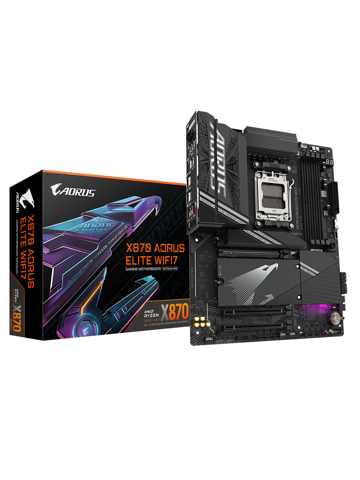 GIGABYTE X870 AORUS ELITE WIFI7 Bundkort - AMD X870 - AMD AM5 socket - DDR5 RAM - ATX