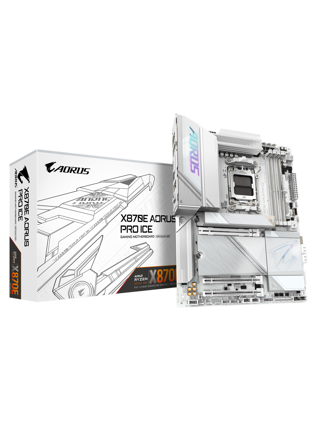 GIGABYTE X870E AORUS PRO ICE Bundkort - AMD X870E - AMD AM5 socket - DDR5 RAM - ATX