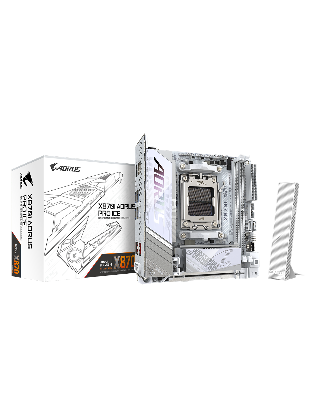 GIGABYTE X870I AORUS PRO ICE Bundkort - AMD X870 - AMD AM5 socket - DDR5 RAM - Mini-ITX