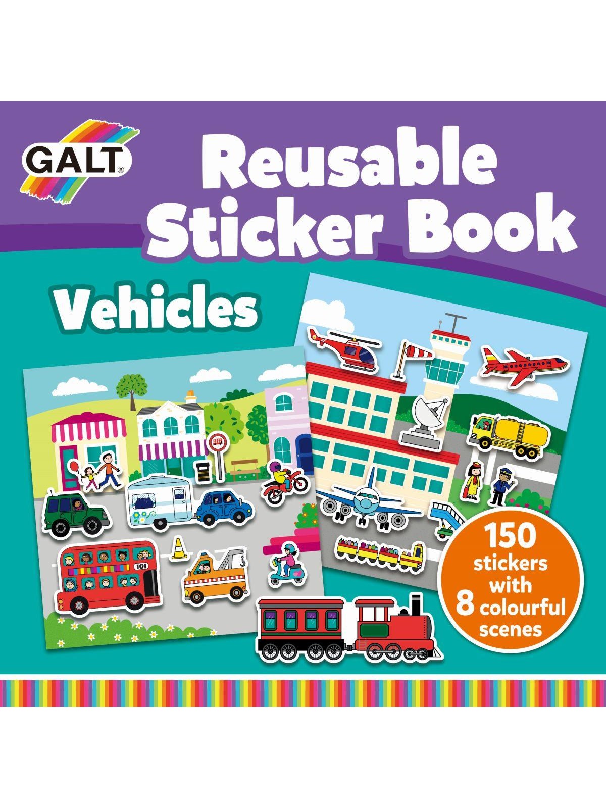 Galt Reusable Sticker Book - Vehicles, Kreativt Legetøj