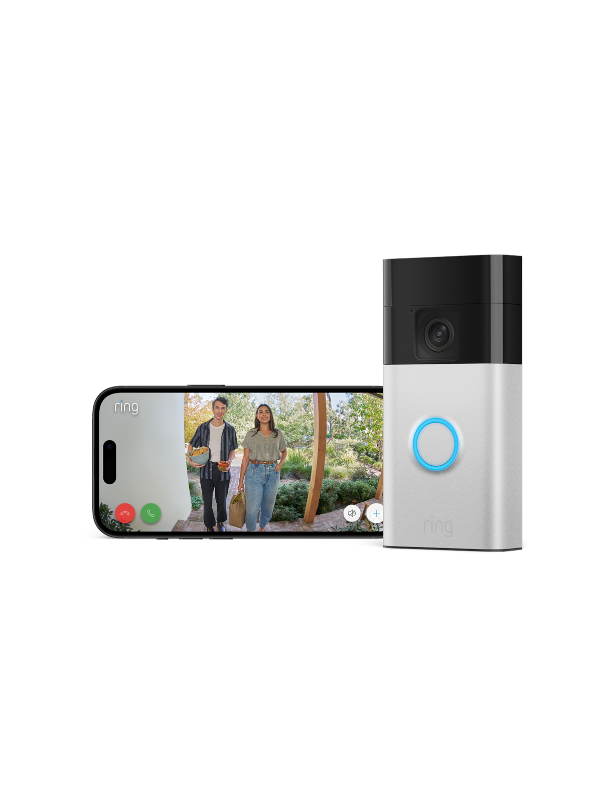 Ring Battery Video Doorbell (Satin Nickel) + Chime (2nd Gen) - EU Plug, Smart Home