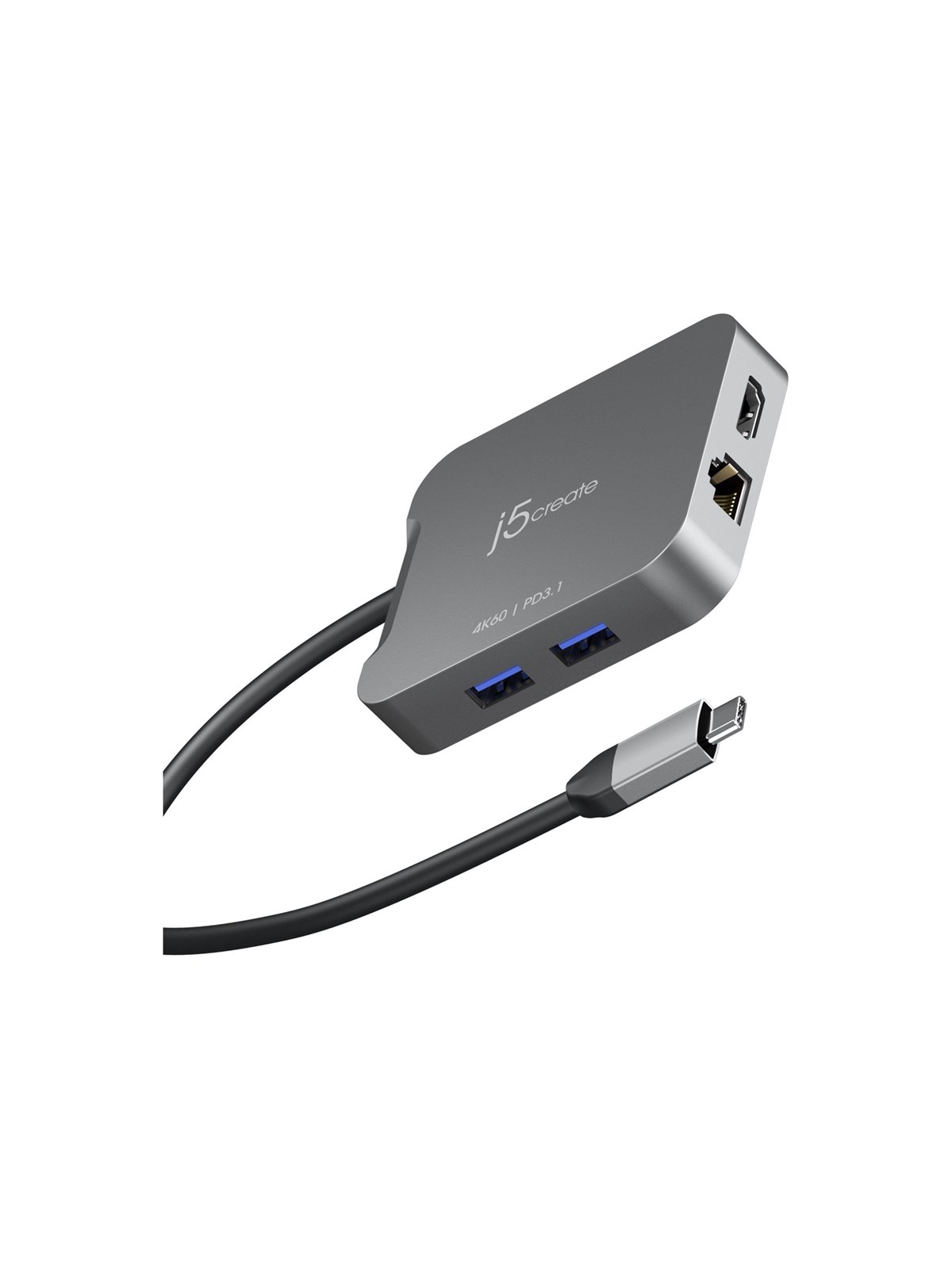 j5create 5-in-1 USB-C Travel Adapter (with Ethernet and 140W PD), Docking Station