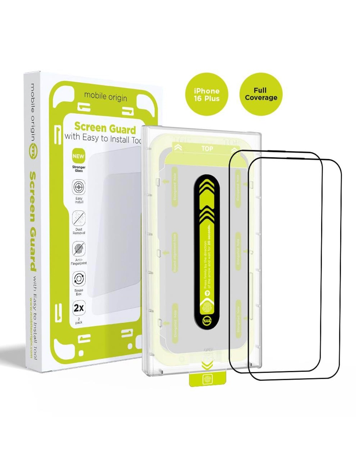 Mobile Origin Screen Guard with easy applicator - 2 pack - iPhone 16 Plus
