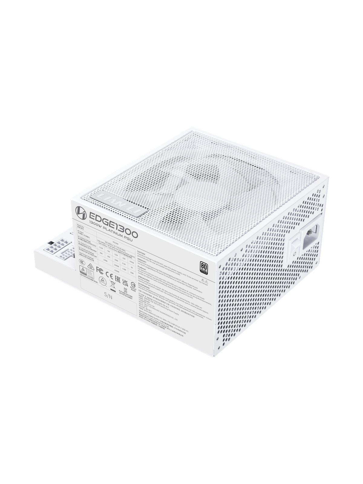 Lian Li EDGE 850 WHITE Strømforsyning - 850 Watt - 120 mm - ATX 3.1 - 80 Plus Platinum certified