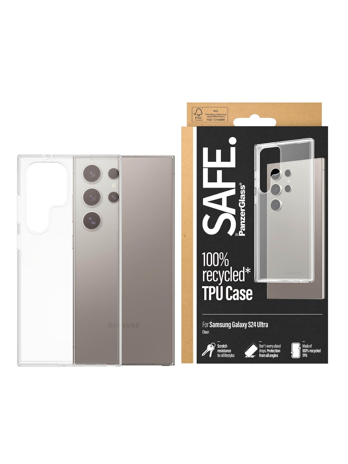 SAFE by PanzerGlass TPU Case Samsung Galaxy S24 Ultra | Transparent, Mobilcover