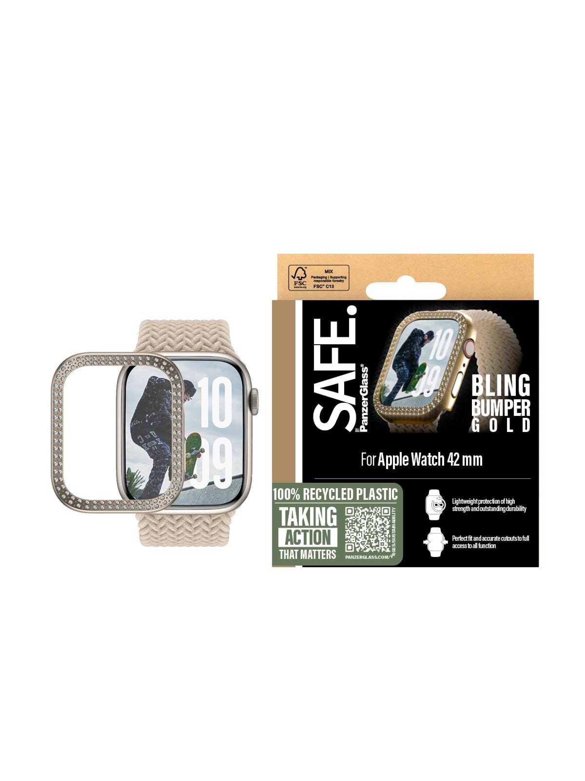 SAFE by PanzerGlass Bling Bumper Gold Apple Watch Series 10 | 42mm, Smartwatch Tilbehør