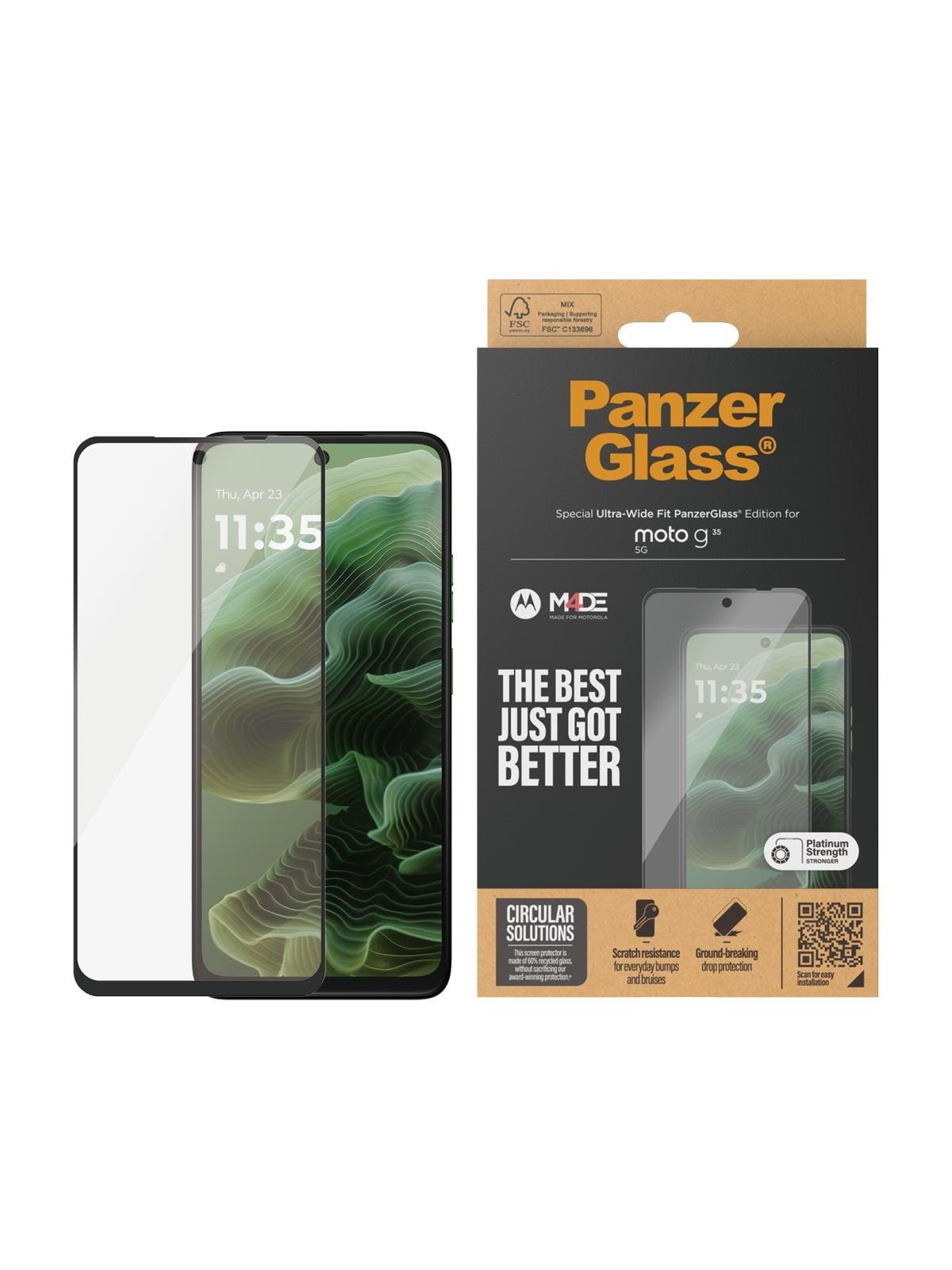PanzerGlass Screen Protector Motorola Moto G35 5G | Ultra-Wide Fit, Beskyttelsesglas