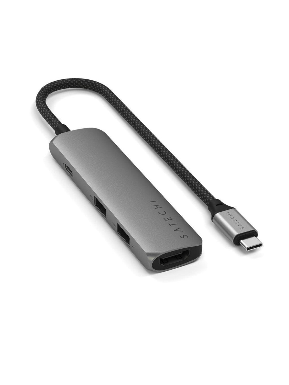 Satechi 4-in-1 USB-C Slim Multiport Adapter 4K - Space Grey, Docking Station