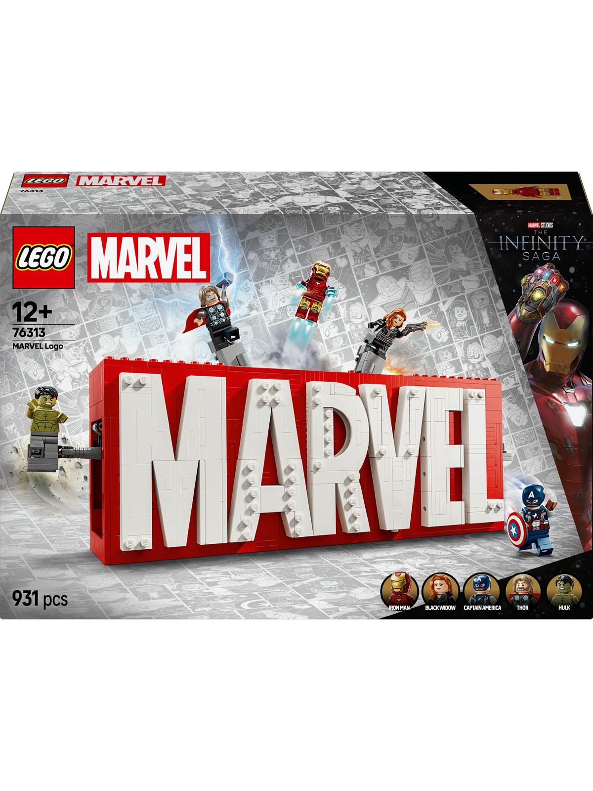 LEGO Super Herøs Marvel 76313 MARVEL-logo og minifigurer