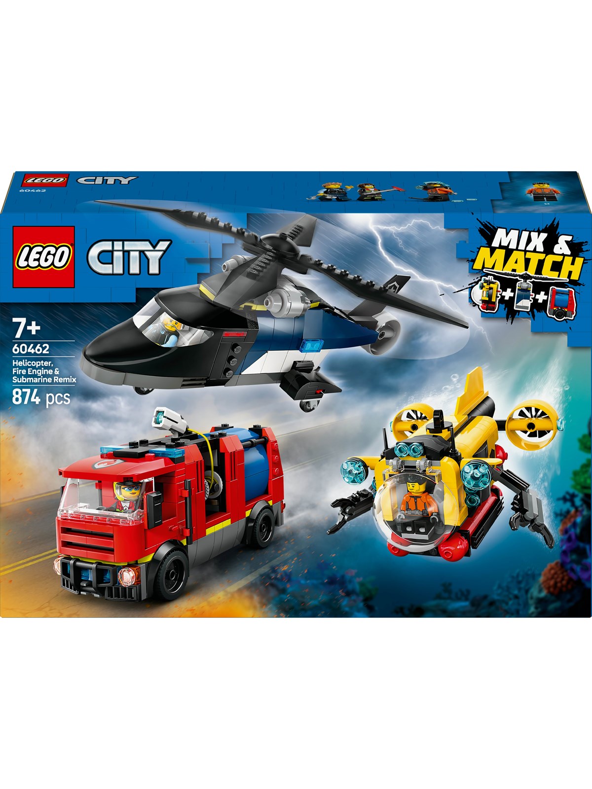 LEGO City 60462 Remix - helikopter, brandbil og ubåd