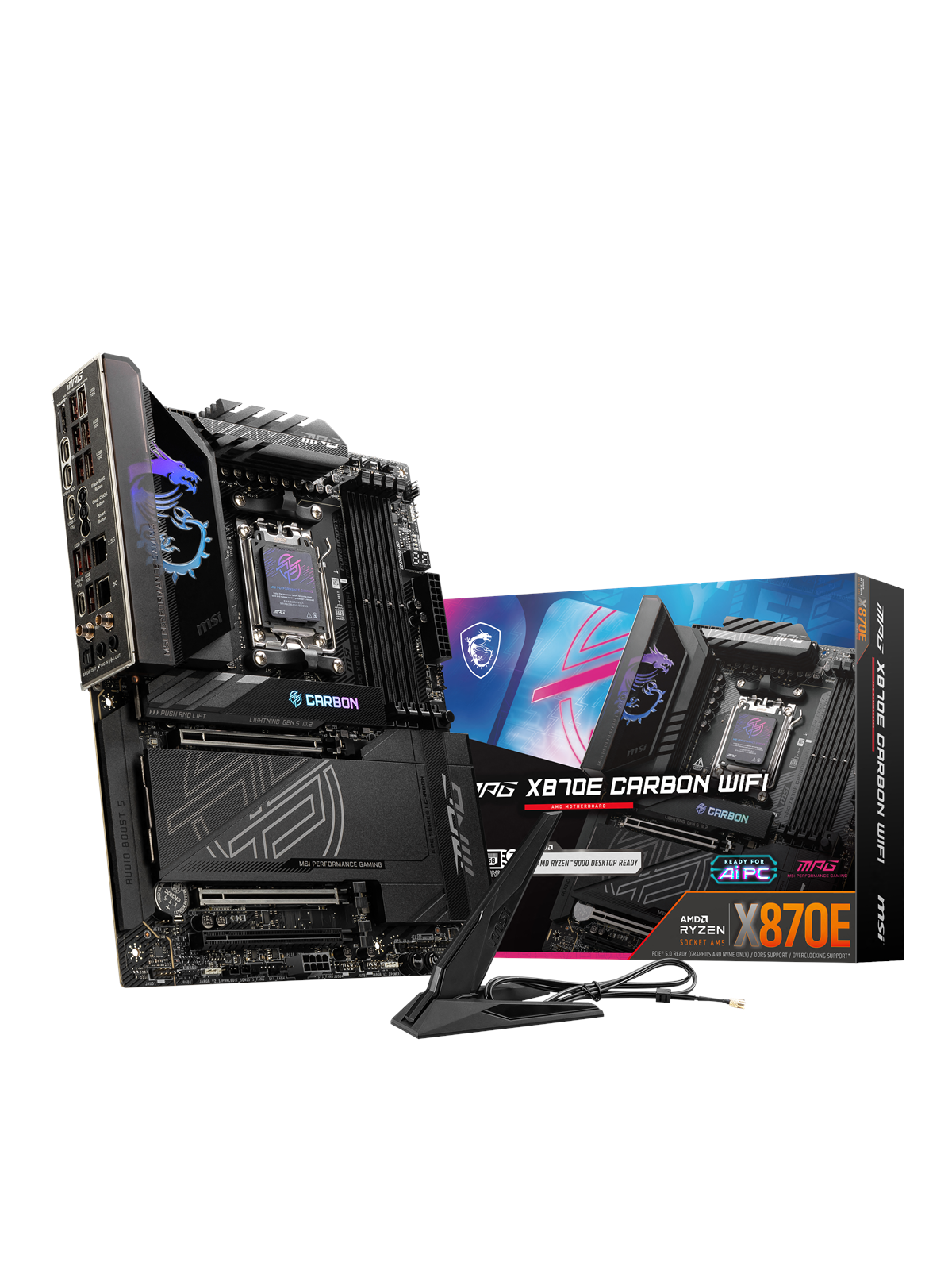 MSI MPG X870E CARBON WIFI Bundkort - AMD X870E - AMD AM5 socket - DDR5 RAM - ATX