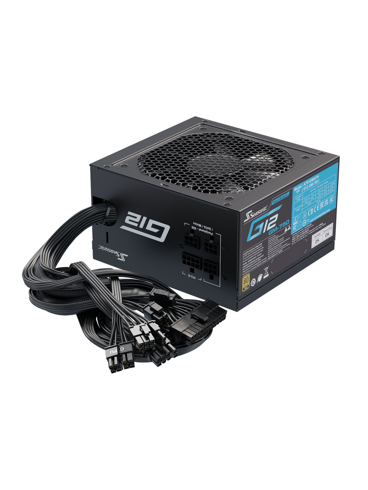 Seasonic G12 GM 750 Strømforsyning - 750 Watt - 120 mm - ATX - 80 Plus Gold certified