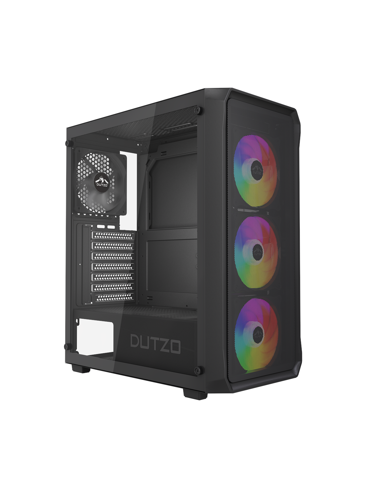 DUTZO C321 Mesh TG ARGB - Kabinet - Miditower - Sort, Kabinet