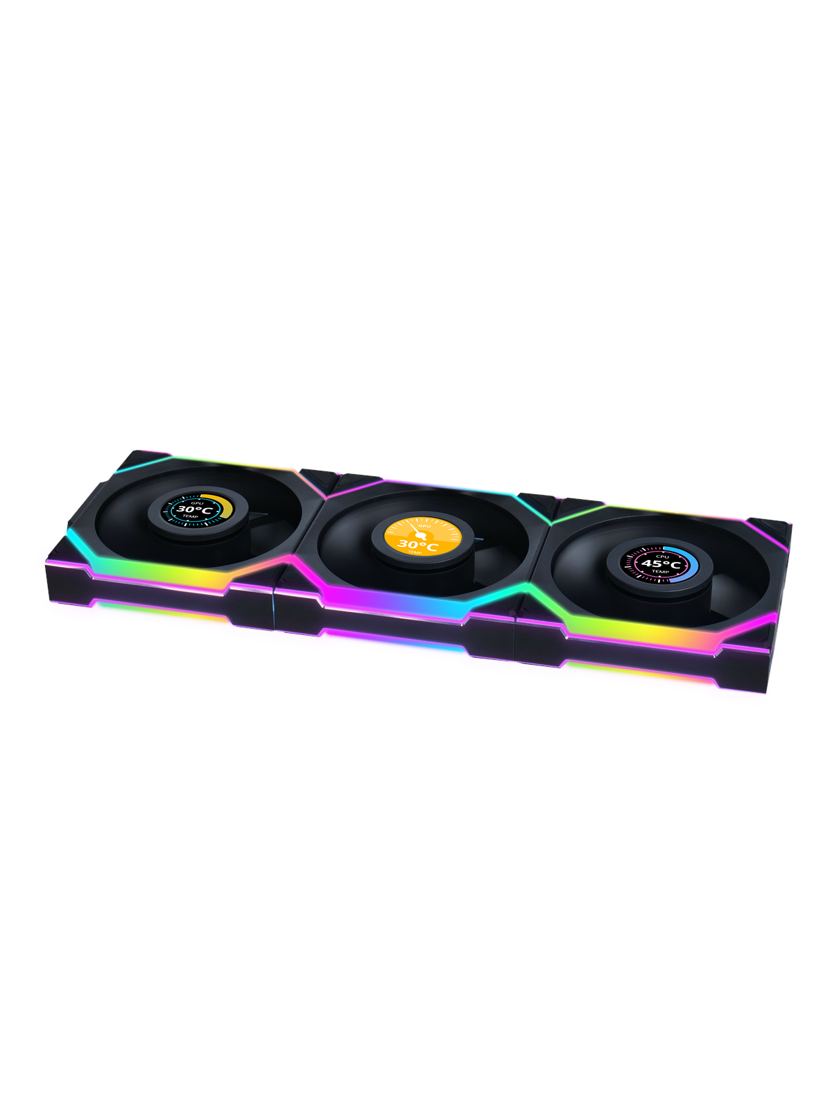 Lian Li UNI FAN SL Wireless LCD Reverse (3-pack) Black - Kabinet køler - 120mm - Sort med RGB LED lys - 29 dBA