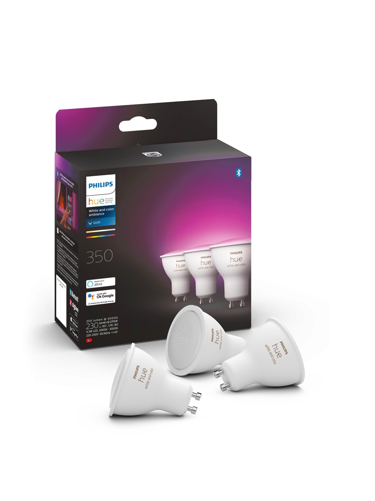 Philips Hue Color GU10 Spot, 3-Pak, Smart Home
