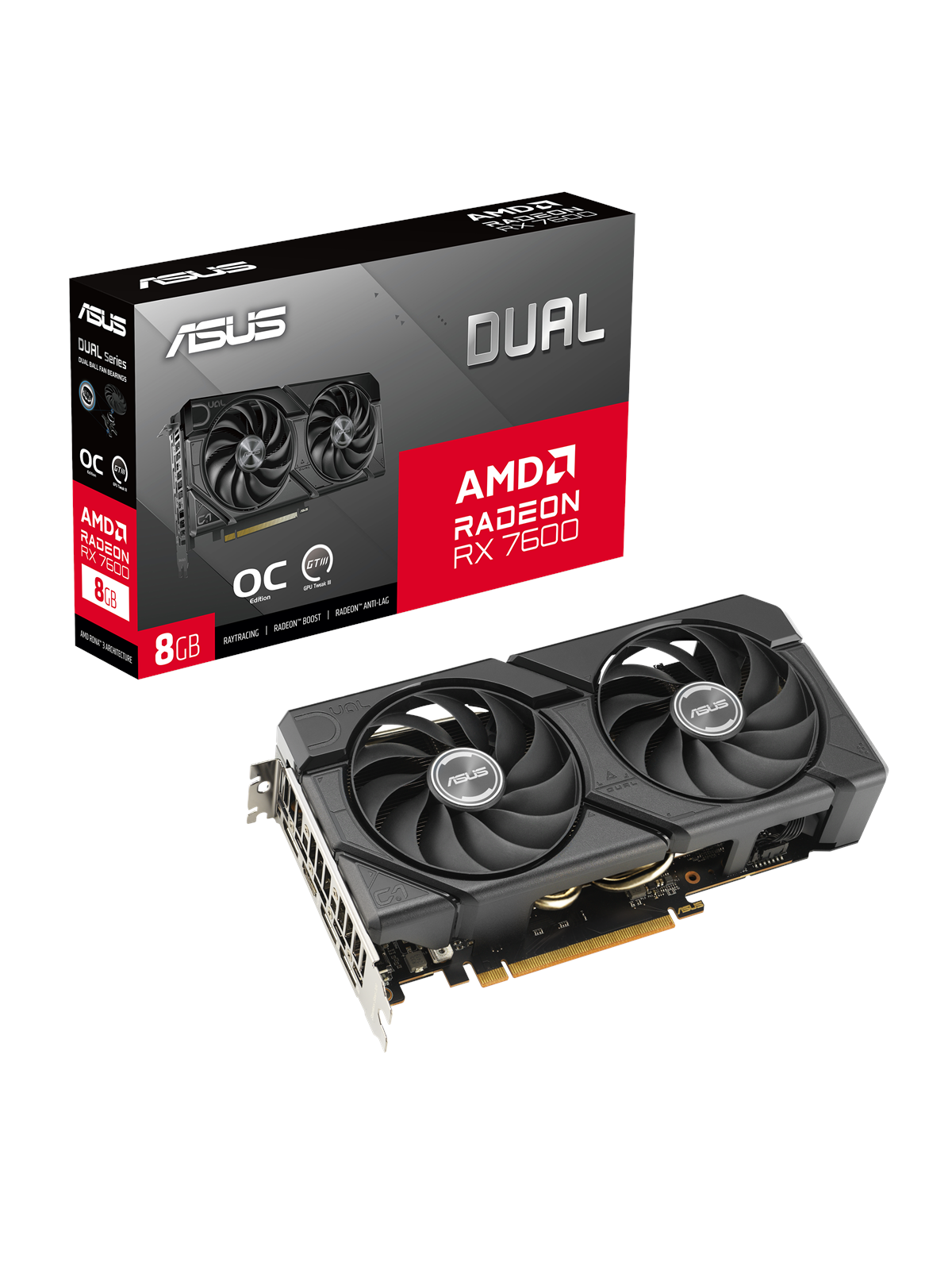 ASUS Radeon RX 7600 DUAL EVO OC - 8GB GDDR6 RAM - Grafikkort, Grafikkort