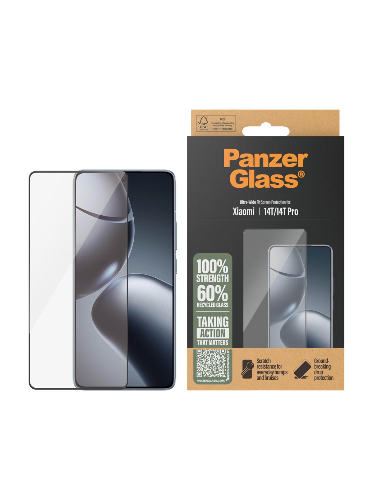 PanzerGlass Screen Protector Xiaomi 14T | 14T Pro | Ultra-Wide Fit, Beskyttelsesglas