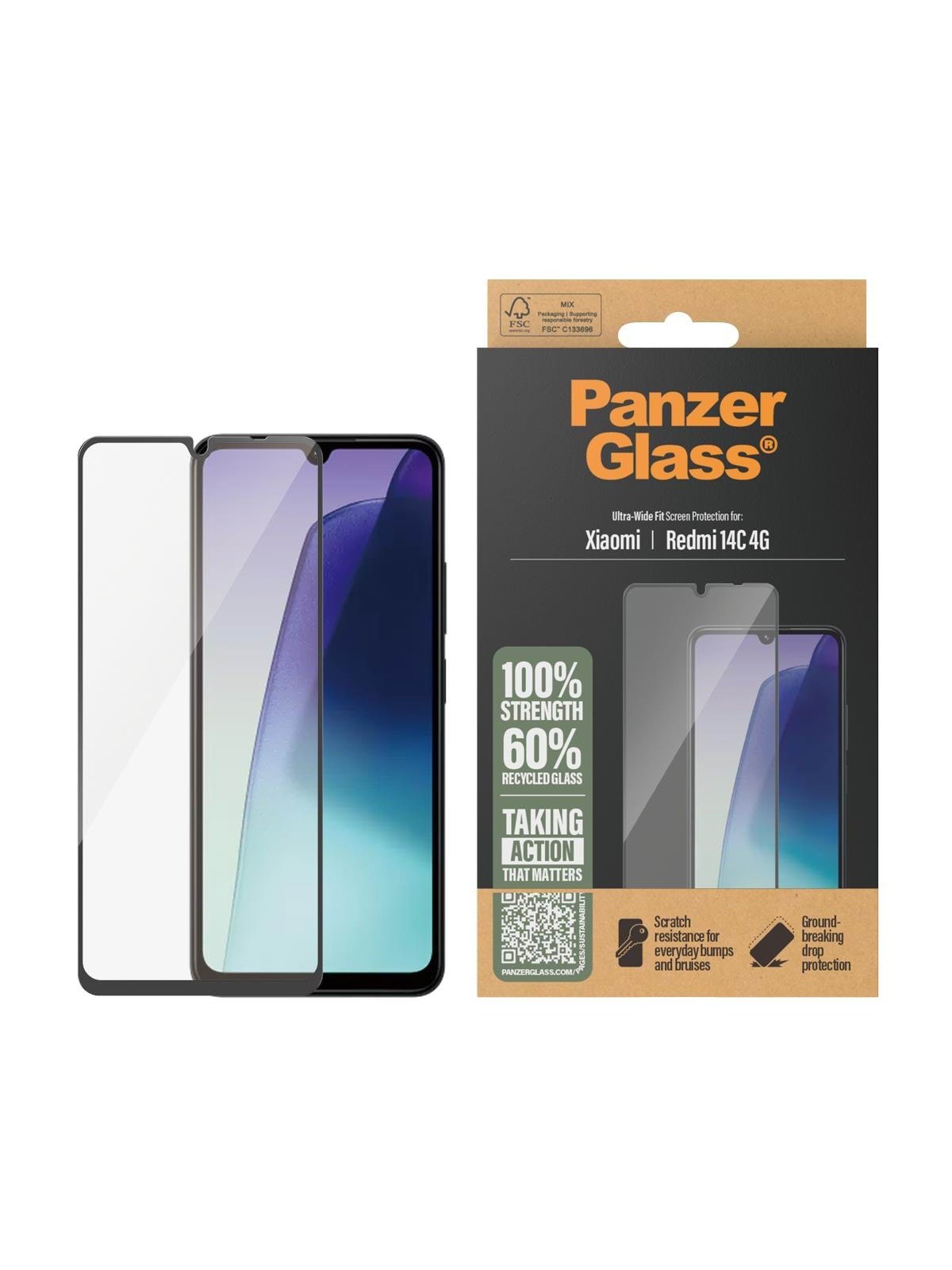 PanzerGlass Screen Protector Xiaomi Redmi 14C | Ultra-Wide Fit, Beskyttelsesglas