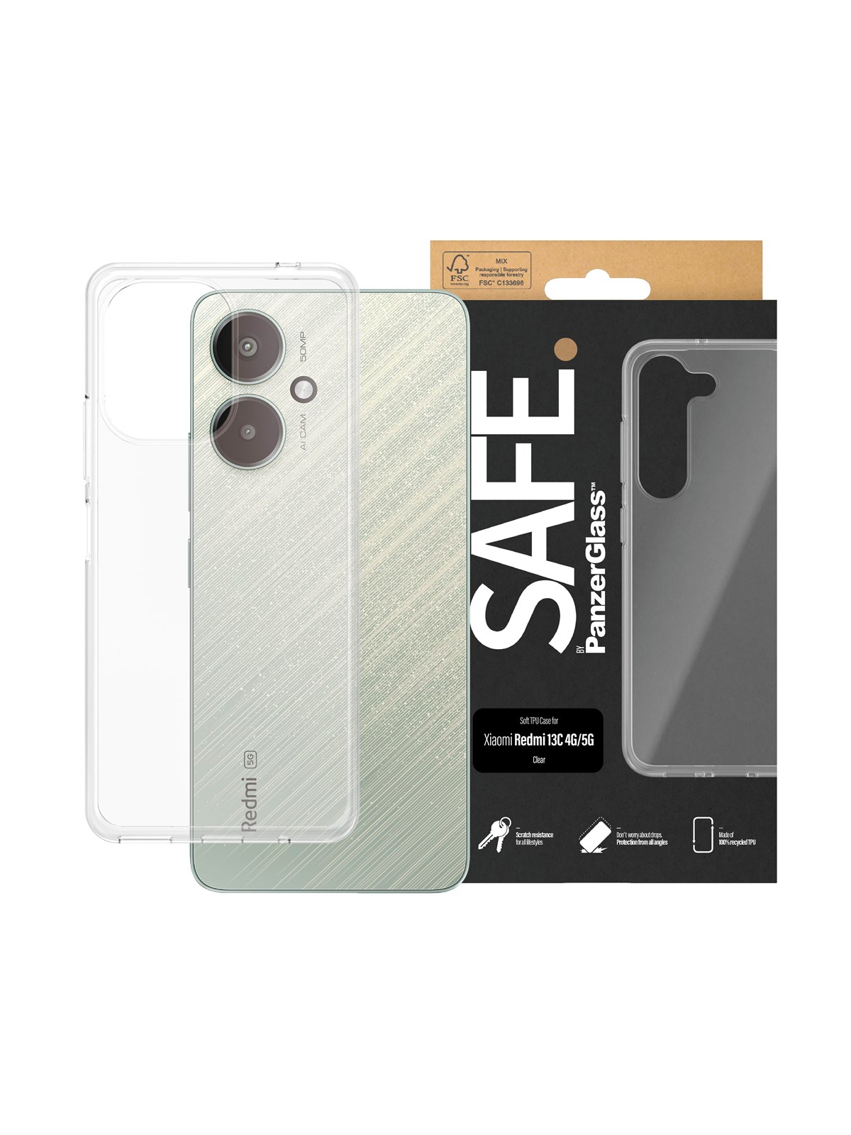 SAFE by PanzerGlass TPU Case for Xiaomi Redmi 13C, Mobilcover
