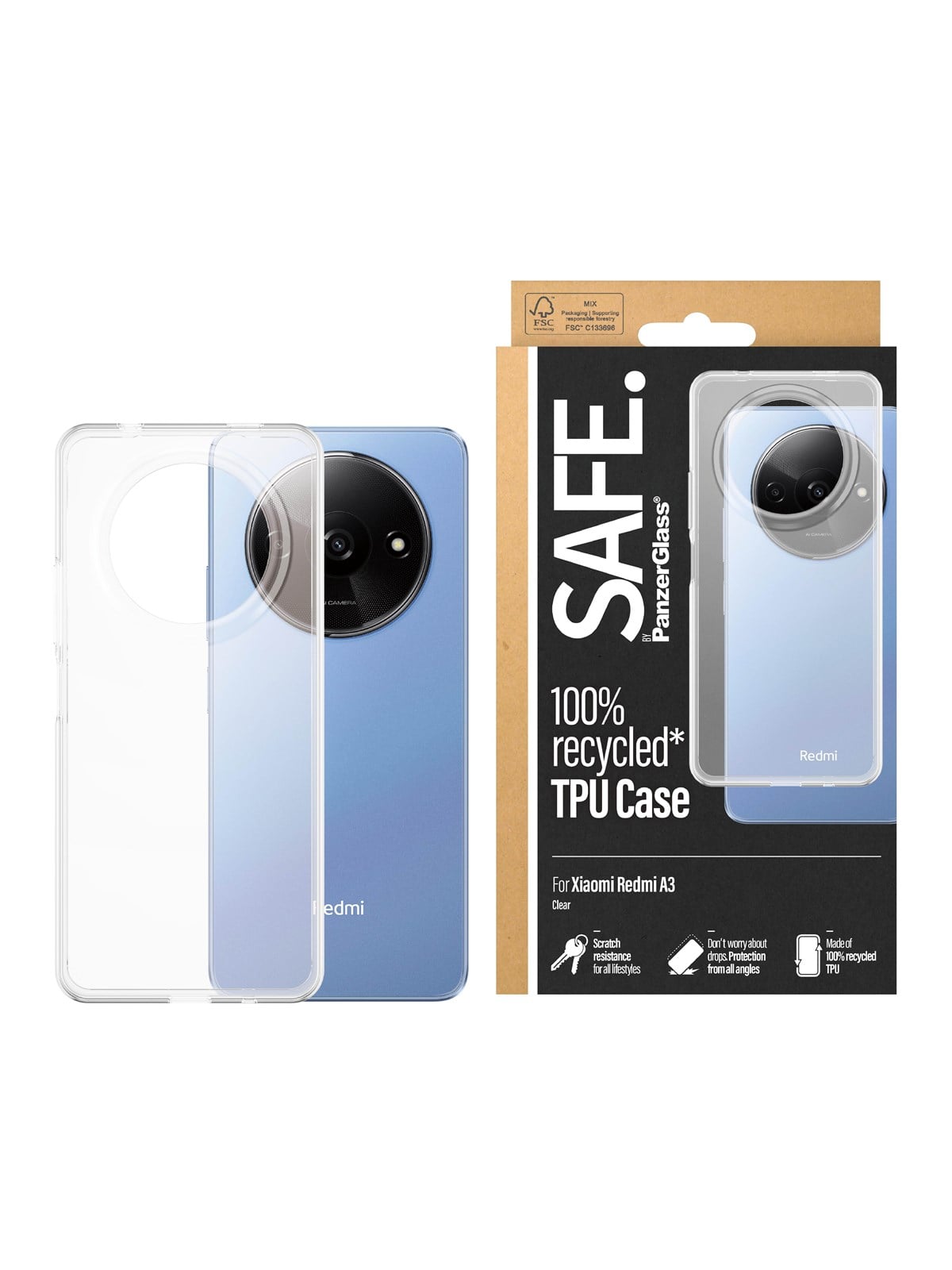SAFE by PanzerGlass TPU Case Xiaomi Redmi A3, Mobilcover