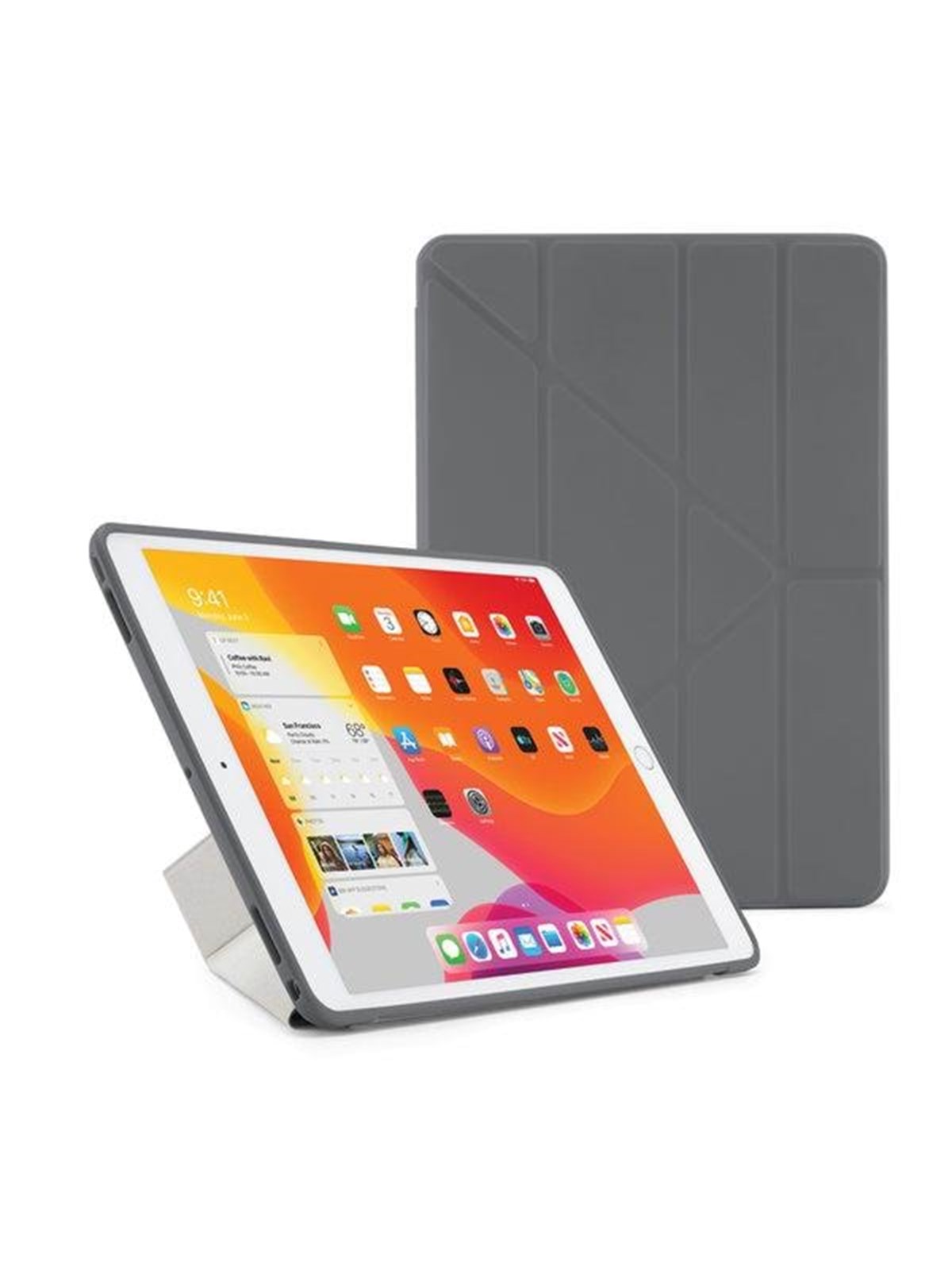 Pipetto iPad 10.2" 2019/2020 Origami case with TPU back - Grey, Tablet Cover