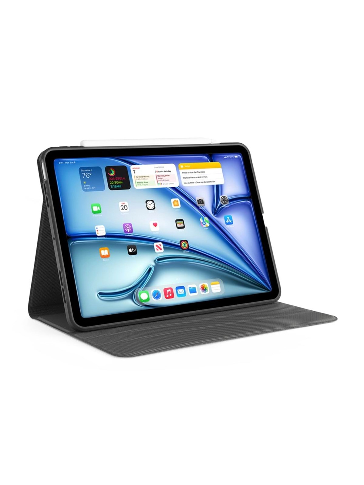 Pipetto Origami No5 Rotating Folio Case - Black - iPad Air 11" (2025/2024)/ iPad Air 10.9 (2022/2020)