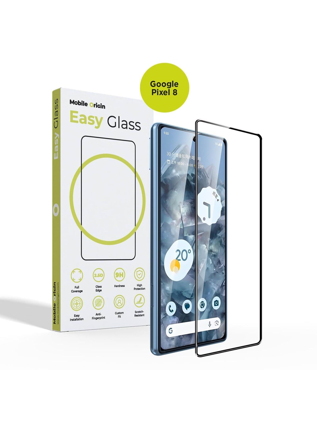Mobile Origin EasyGlass for Google Pixel 8, Beskyttelsesglas