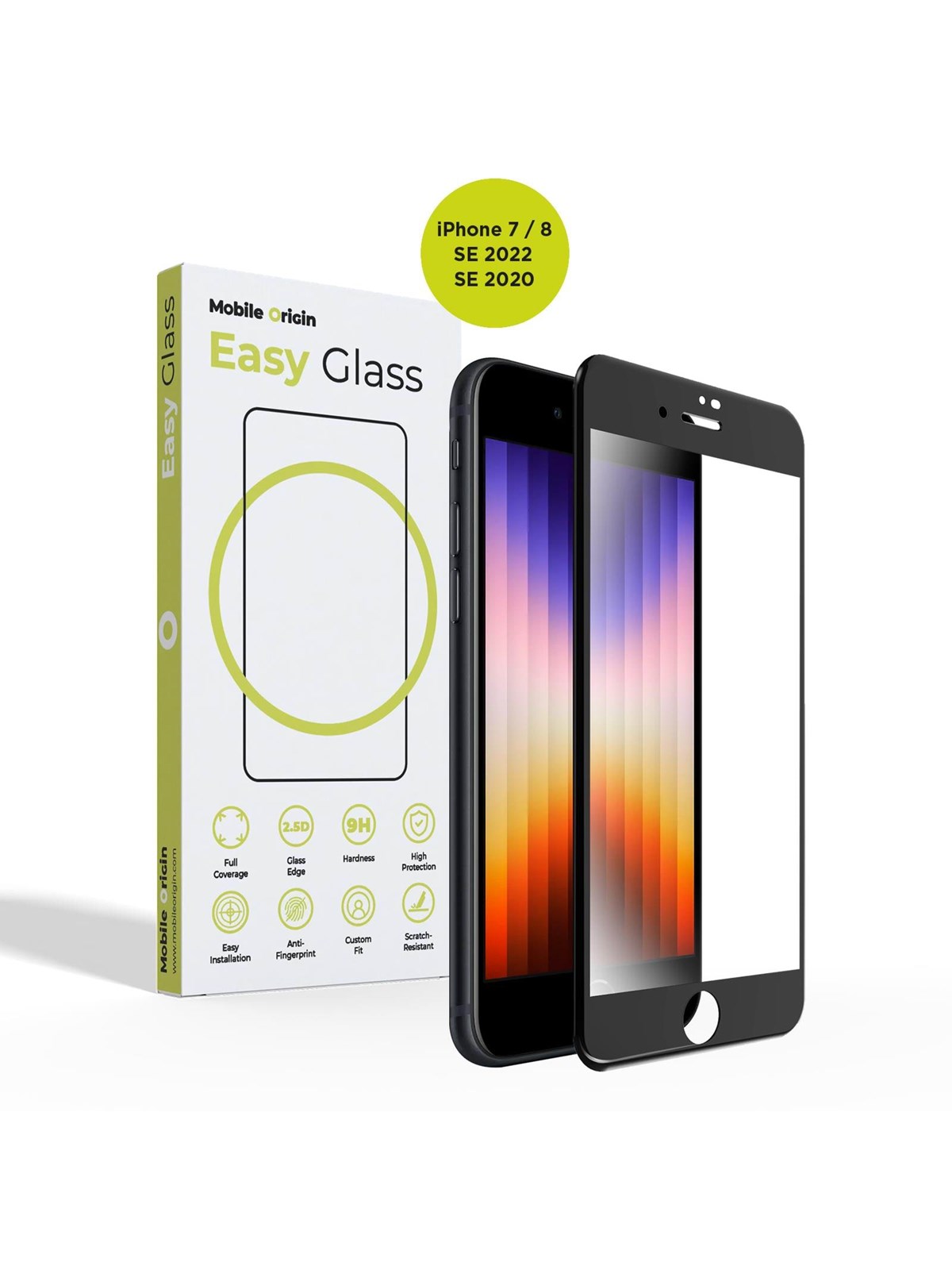 Mobile Origin EasyGlass - iPhone 8/7/SE (2022/2020), Beskyttelsesglas