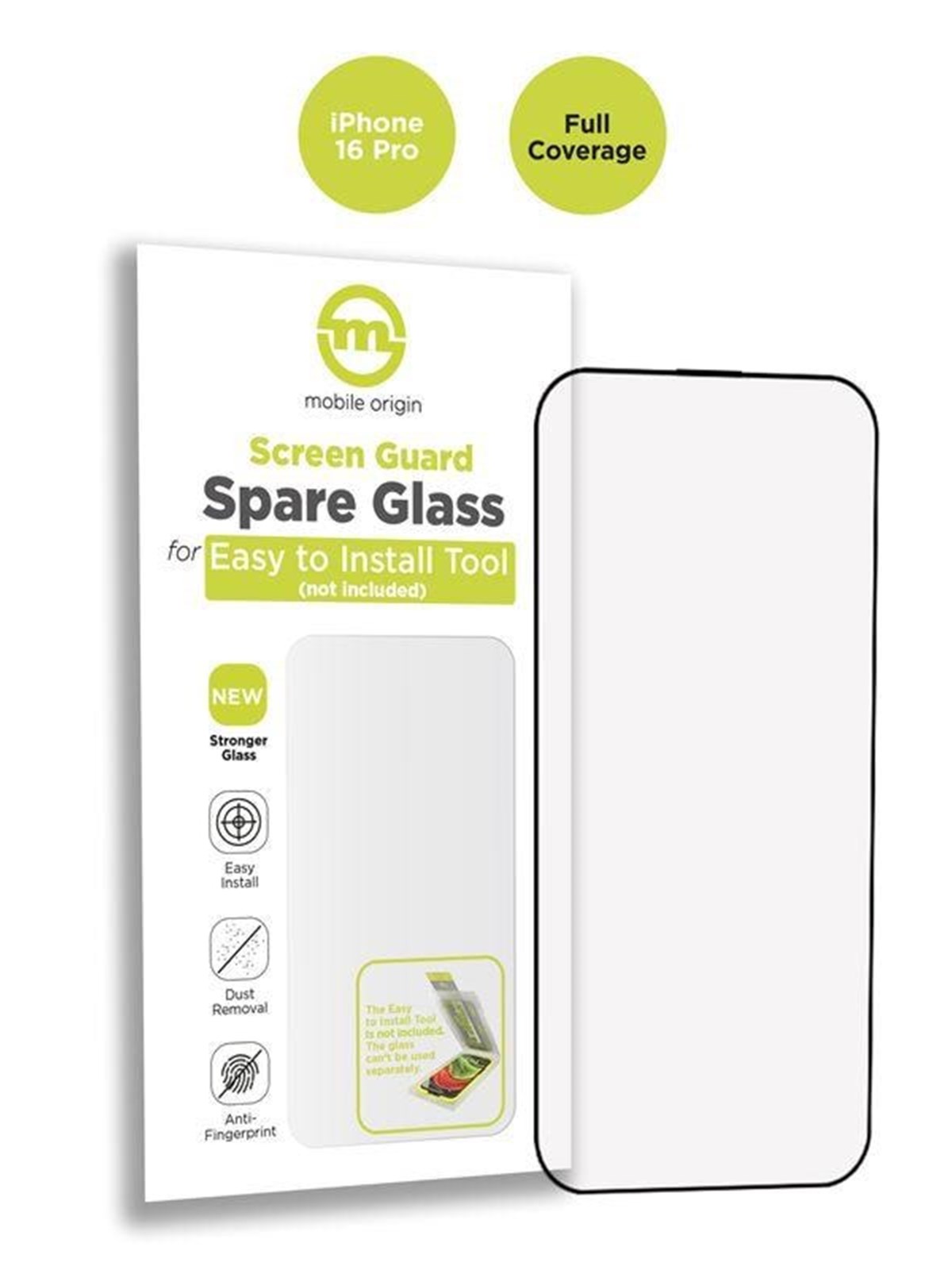 Mobile Origin Screen Guard Spare Glass Full Coverage - iPhone 16 Pro, Beskyttelsesglas