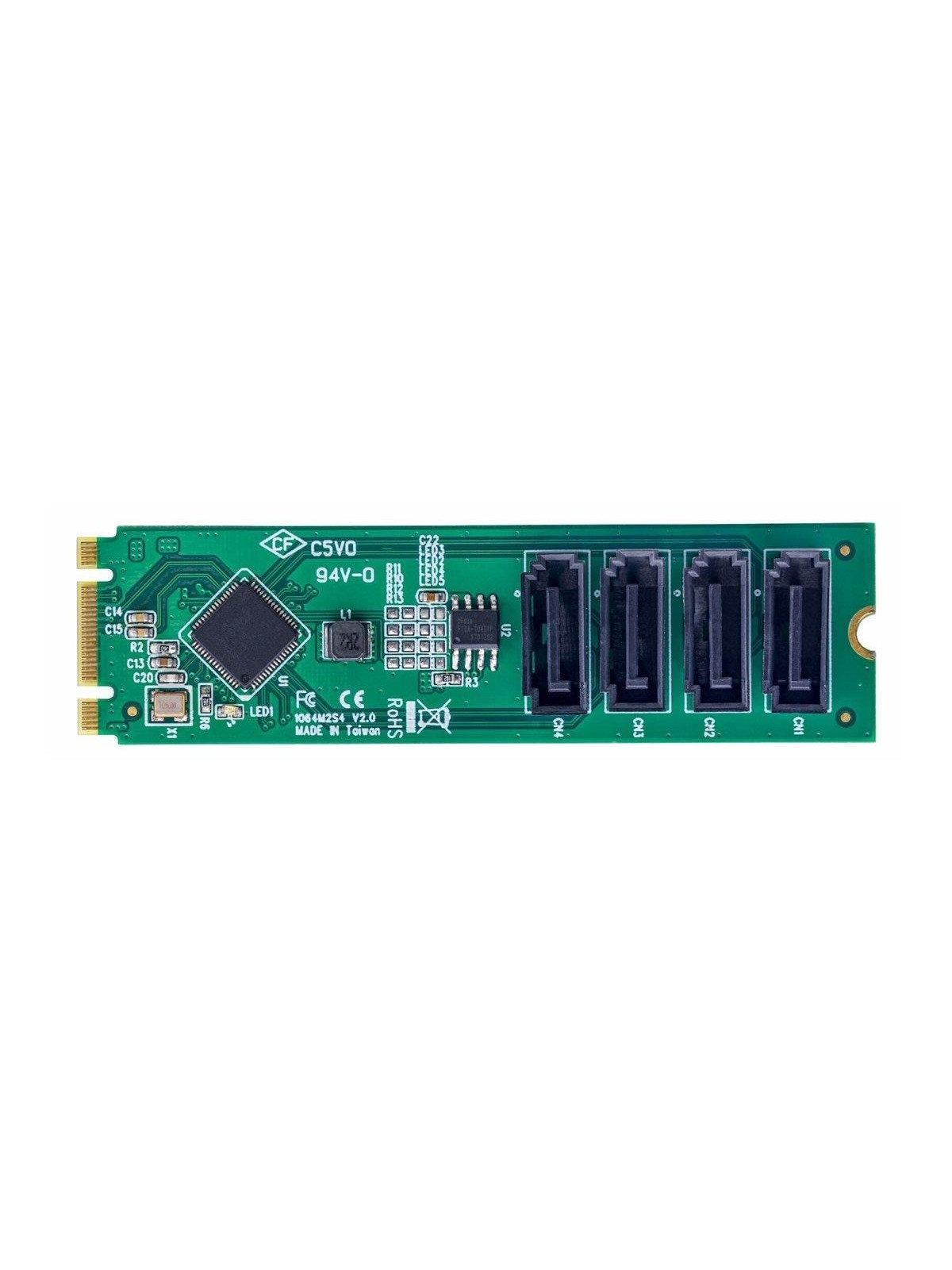 StarTech.com 4-Port M.2 to SATA Adapter Card M.2 PCIe 3.0 to SATA HDD/SSD Expansion Card ASM1064 Chipset M.2 NVMe to 4x HDD/SSD for Windows/macOS/