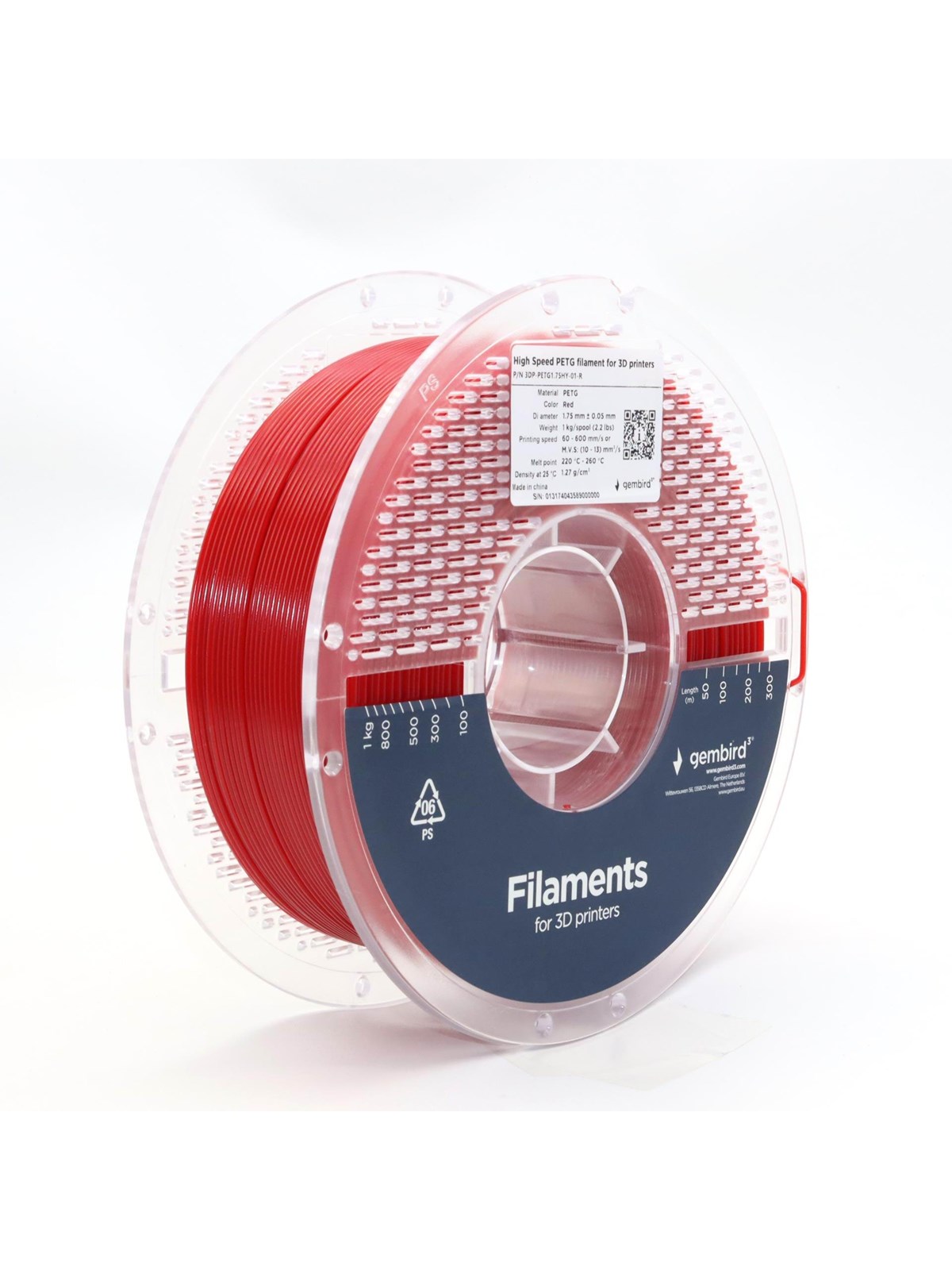 Gembird High Speed PETG (PET, PETT) - Rød - 1.75mm ø - 1 kg