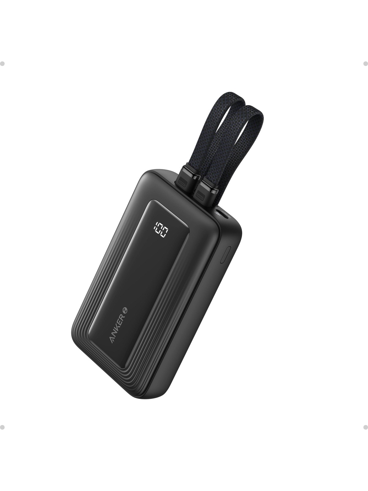 Anker Power Bank (10K 30W Built-In USB-C+Lightning Cable) - Black Powerbank - Sort - 10000 mAh