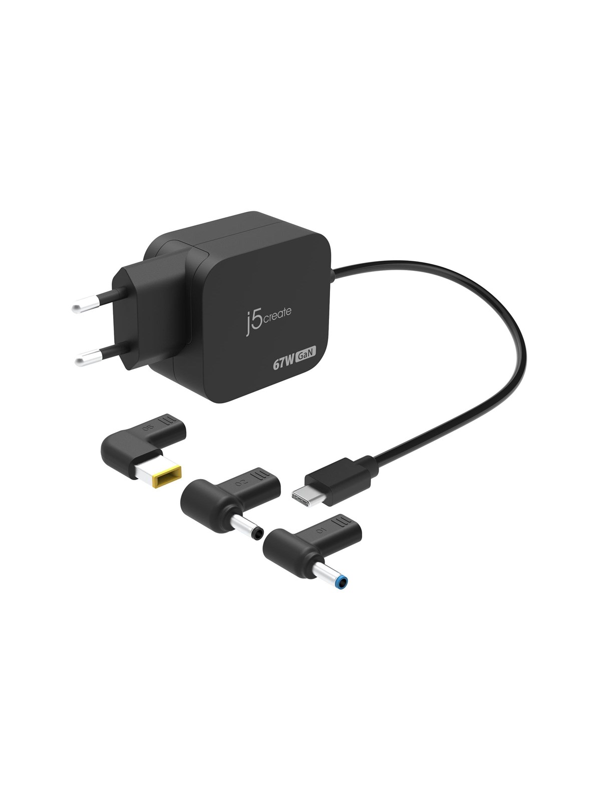 j5create 67W GaN PD USB-C Charger (with 3 DC Connector), Mobil Oplader