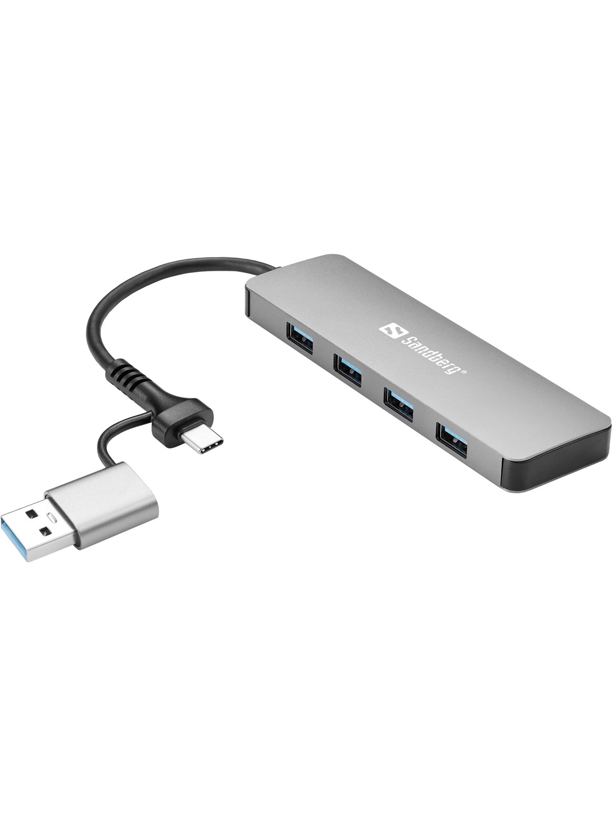 Sandberg 4-Port USB Hub USB hub - USB 3.0 - 4 ports - Sølv, Usb Hub