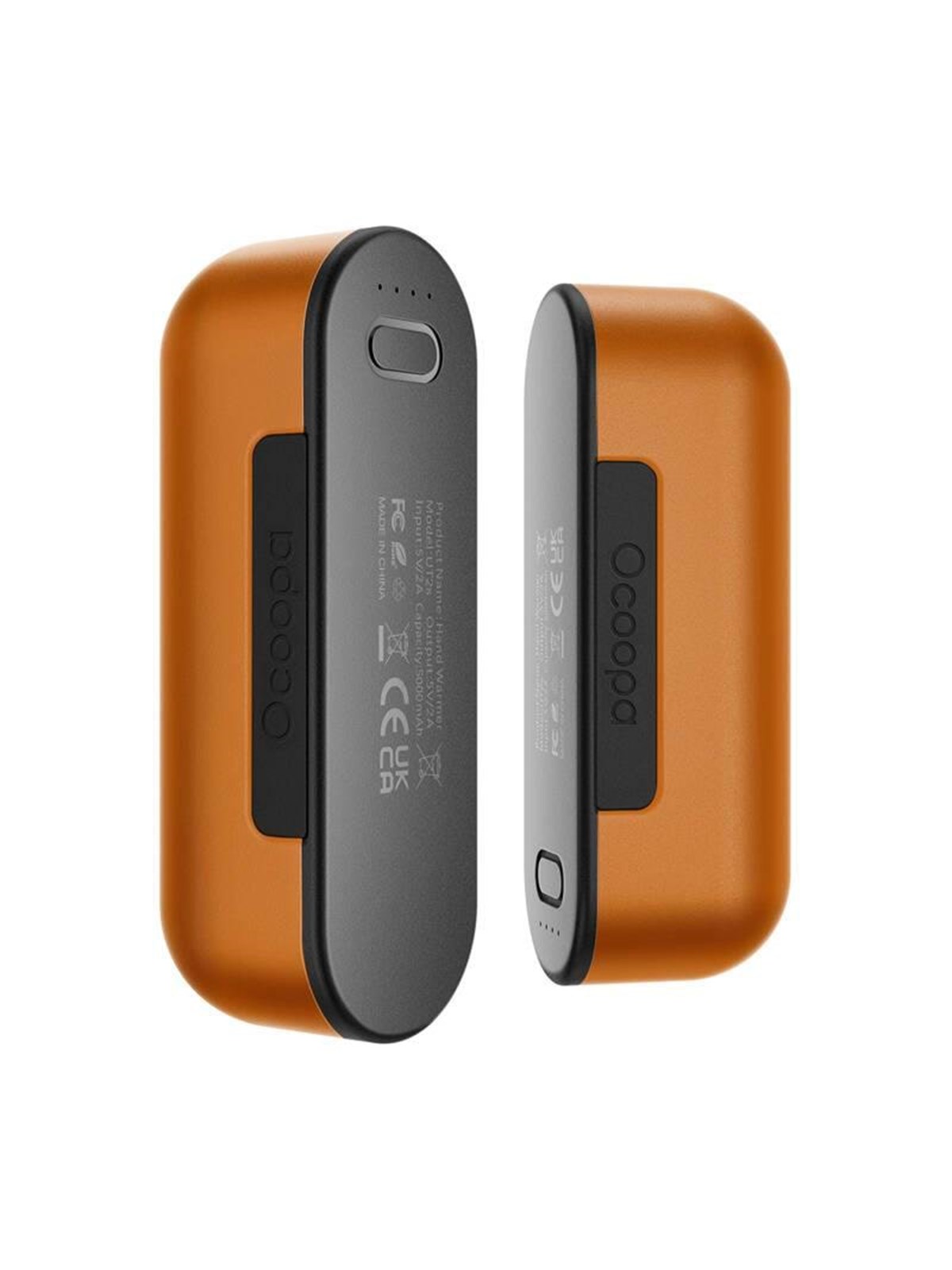 Ocoopa UT2s 2x5000 mAh hand warmer with powerbank function USB-C Powerbank - Orange - 5000 mAh