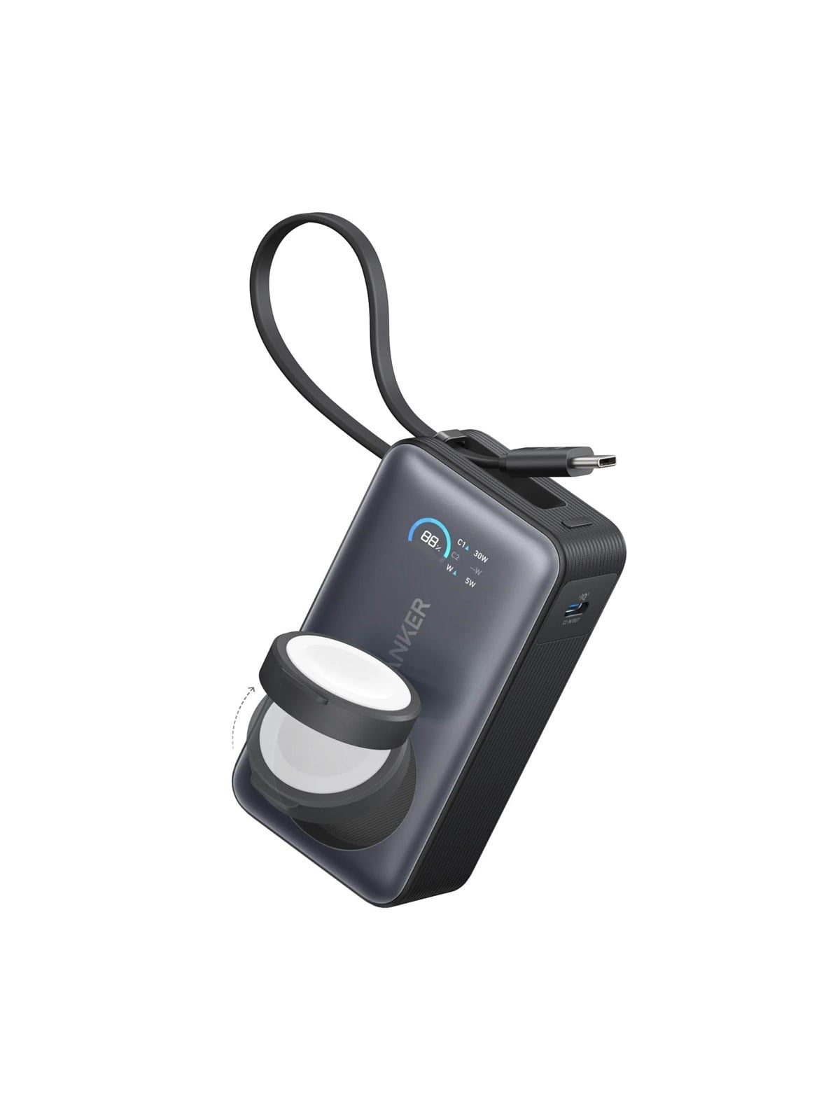 Anker MagGo Power Bank (10K 35W For Apple Watch) - Black Powerbank - Sort - 10000 mAh