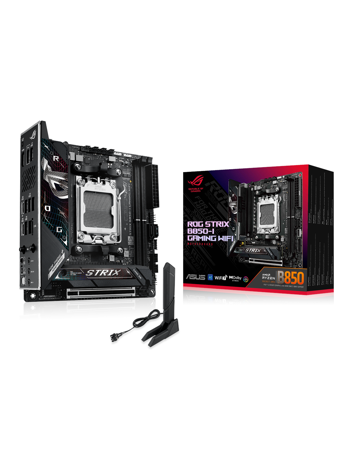 ASUS ROG STRIX B850-I GAMING WIFI Bundkort - AMD B850 - AMD AM5 socket - DDR5 RAM - Mini-ITX
