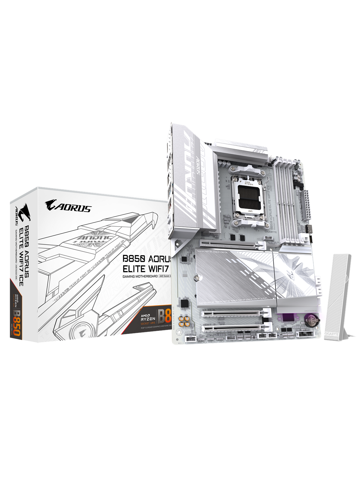 GIGABYTE B850 AORUS ELITE WIFI7 ICE Bundkort - AMD B850 - AMD AM5 socket - DDR5 RAM - ATX