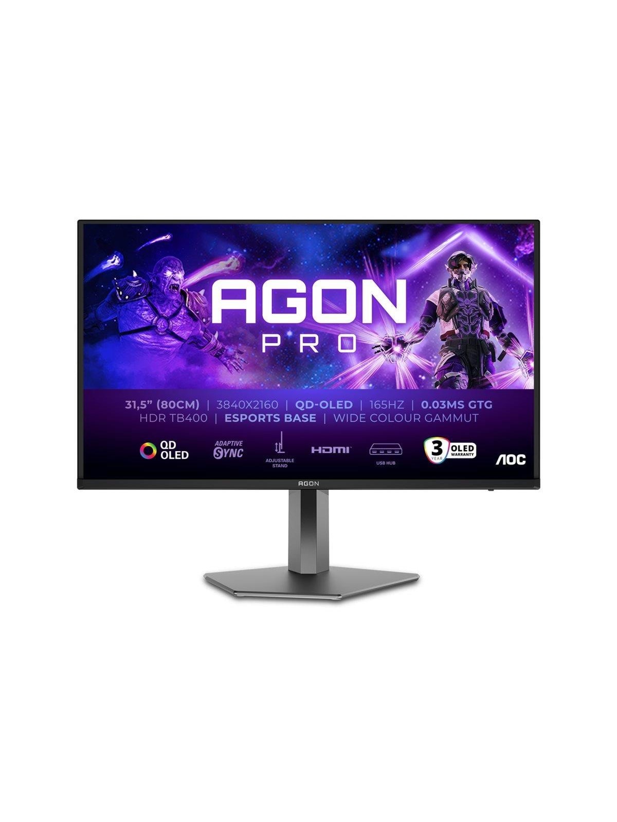 32" AOC AGON PRO AG326UD - 3840x2160 (4K) - 165Hz - QD-OLED, Computerskærm
