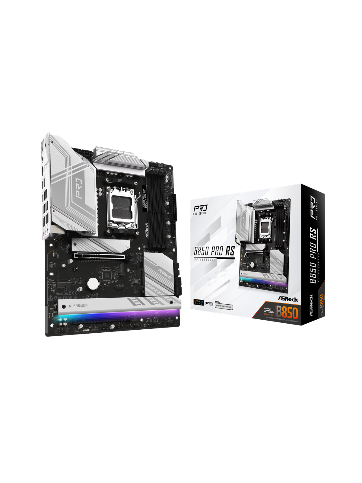 ASRock B850 Pro RS Bundkort - AMD B850 - AMD AM5 socket - DDR5 RAM - ATX
