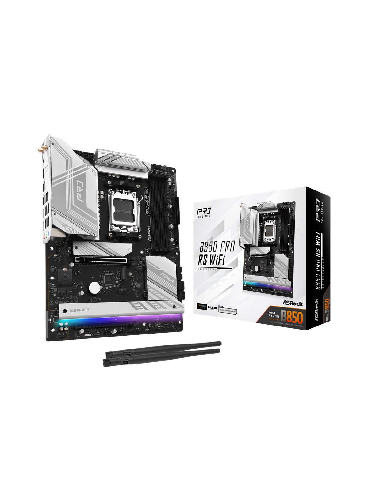 ASRock B850 Pro RS WiFi Bundkort - AMD B850 - AMD AM5 socket - DDR5 RAM - ATX